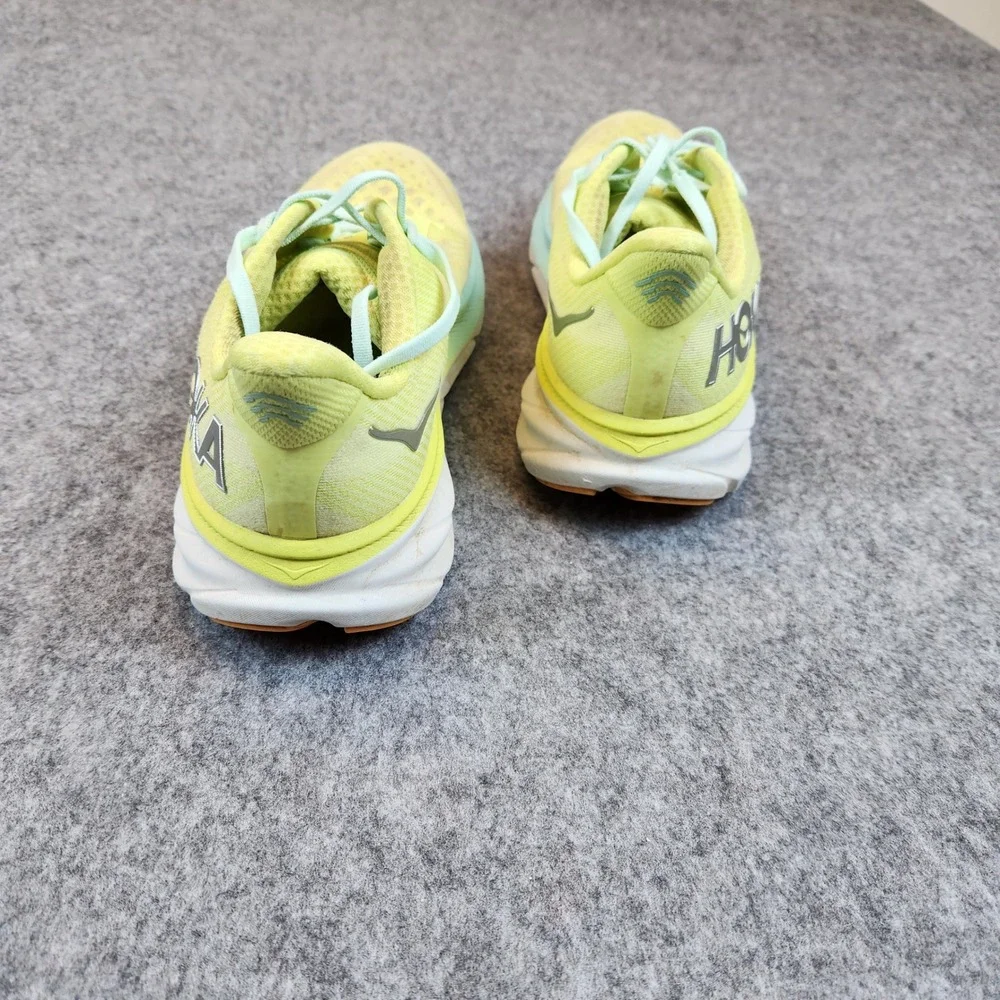 Hoka One Clifton 10‎ Shoes Mens Size 10D Green Neon Trail Road Running Sneakers